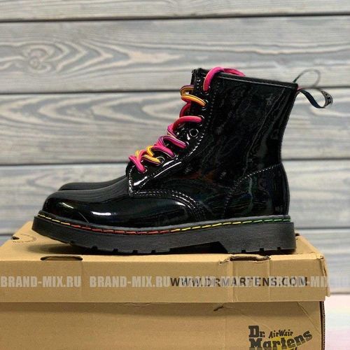 Мартинсы ботинки Dr Martens 1460 Rainbow чёрные фото-4