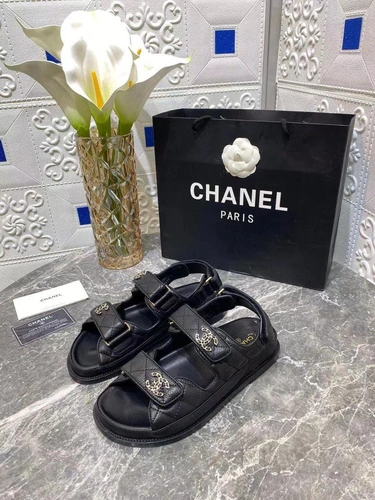 Сандалии женские кожаные Chanel черные премиум-люкс коллекция 2021-2022 фото-3