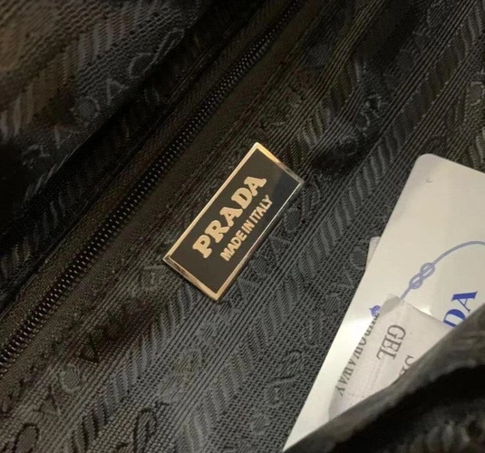 Поясная сумка Prada чёрная тканевая с короткой ручкой 28/17 см фото-2