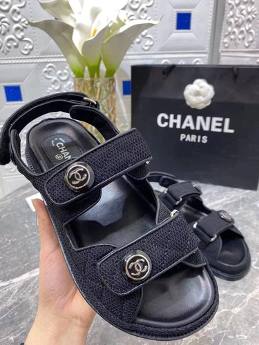 Сандалии женские Chanel черные премиум-люкс коллекция 2021-2022 фото-6