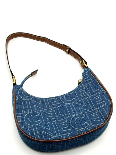 Женская сумка Celine A106345 тканевая синяя фото-9