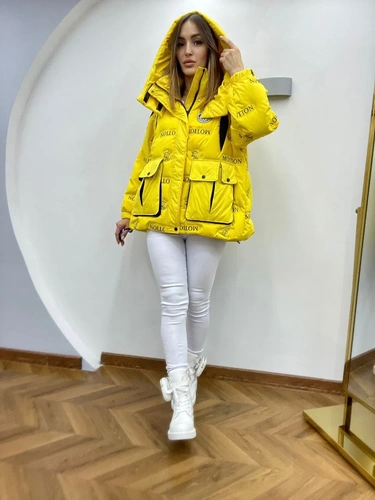 Женская премиум-люкс куртка motion жёлтая A6581 фото-2