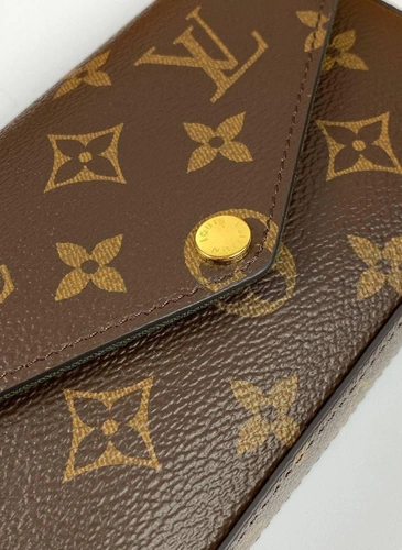 Клатч женский Louis Vuitton из канвы Monogram коричневый с кошельком для монет качество премиум-люкс 17/10/4 см фото-2