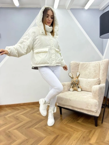 Женская премиум-люкс куртка bogerner белая A6558 фото-2
