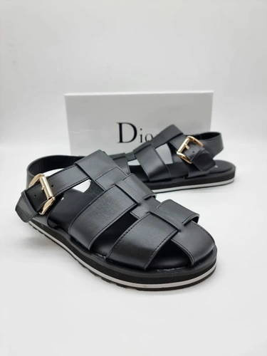 Мужские сандалии Dior Lather A109058 чёрные фото-3