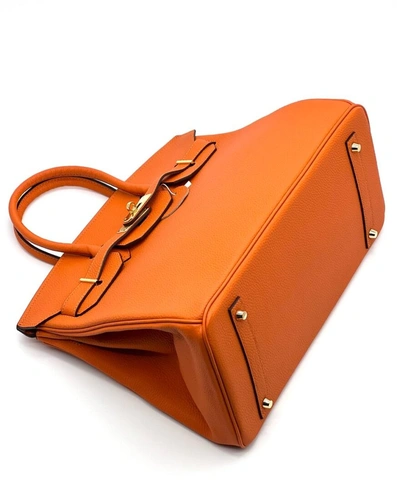 Женская сумка Hermes Birkin 35×26 см A109406 оранжевая фото-4