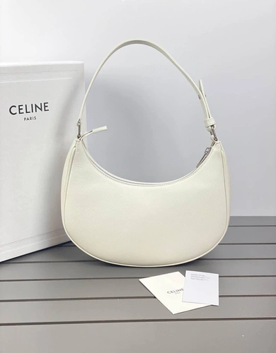 Женская сумка-багет Celine из натуральной кожи качество премиум-люкс белая 23/14/7 см фото-4