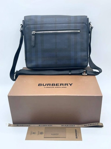 Мужская сумка Burberry A103942 через плечо из канвы премиум 30:25:7 см серая фото-5