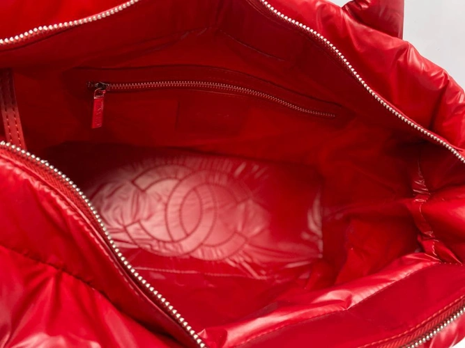 Женская тканевая сумка Chanel красная 36/28/16 см фото-6