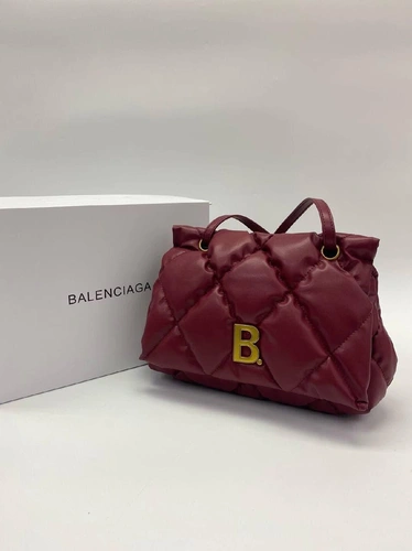 Женская кожаная сумка Balenciaga бордовая 25/17 коллекция 2021-2022