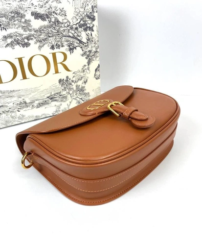 Женская кожаная сумка Dior Bobby средний формат оранжевая премиум-люкс  22/17/6 фото-6
