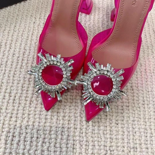 Туфли-босоножки женские силиконовые Amina Muaddi розовые премиум-люкс коллекция 2021-2022 фото-2