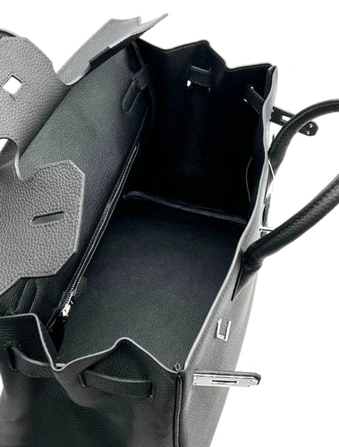 Женская сумка Hermes Birkin 35×26 см A109415 чёрная фурнитура серебро фото-2