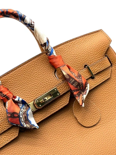 Женская сумка Hermes 35×23 коричневая фото-5
