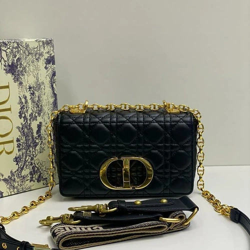 Женская кожаная сумка-клатч Dior со стежкой черная 21/13/7 см