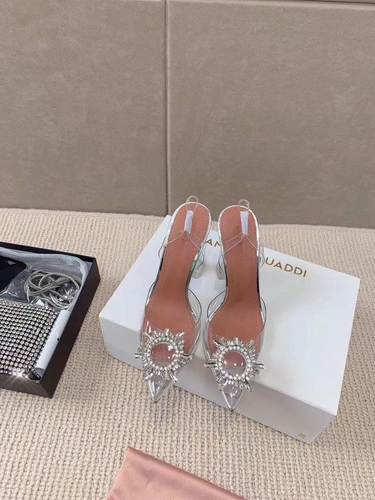 Туфли-босоножки женские силиконовые Amina Muaddi белые премиум-люкс коллекция 2021-2022 фото-4
