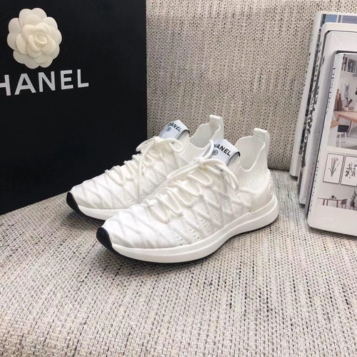 Кроссовки женские Chanel белые из текстиля премиум-люкс коллекция 2021-2022