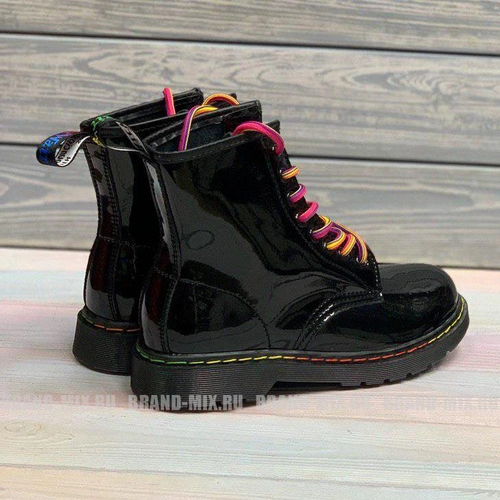 Мартинсы ботинки Dr Martens 1460 Rainbow чёрные фото-3