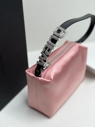 Женская сумка-клатч Alexandеr wang тканевая розовая 17/10/6 см фото-3