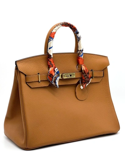 Женская сумка Hermes 35×23 коричневая фото-4