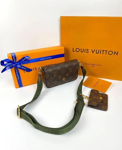 Клатч женский Louis Vuitton из канвы Monogram коричневый с кошельком для монет качество премиум-люкс 17/10/4 см фото-4