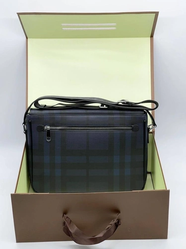 Мужская сумка Burberry A103779 через плечо из канвы премиум 30:25:7 см серая фото-4