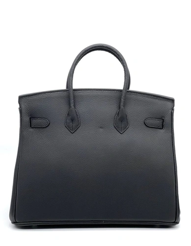 Женская сумка Hermes Birkin 35×26 см A109415 чёрная фурнитура серебро фото-6