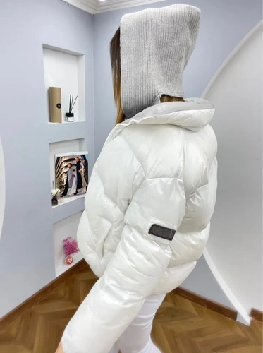 Женская премиум-люкс куртка белая A6563 фото-2