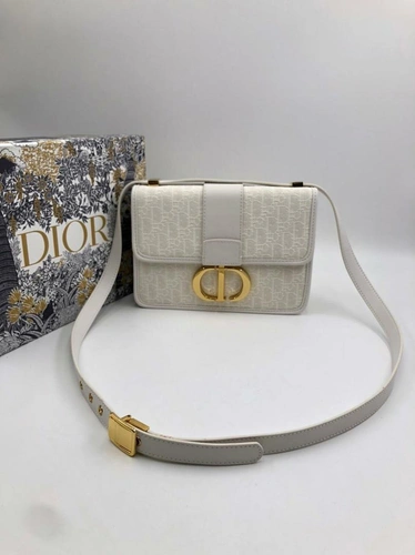 Женская сумка Dior белая из ткани 25/16 см фото-6