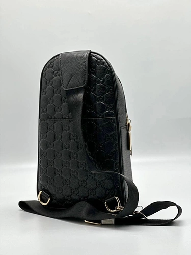 Мужская сумка Gucci A104244 кожаная чёрная 30:18 см фото-4