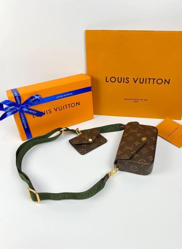 Клатч женский Louis Vuitton из канвы Monogram коричневый с кошельком для монет качество премиум-люкс 17/10/4 см фото-6