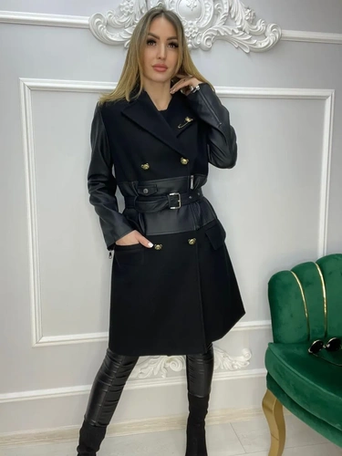 Женское премиум-люкс пальто moschino чёрный A6245 фото-4