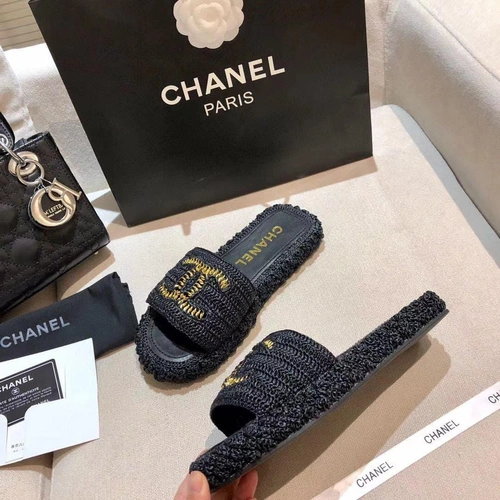 Шлепанцы женские Chanel черные премиум-люкс коллекция 2021-2022 фото-4
