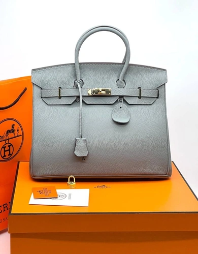 Женская сумка Hermes Birkin 35×26 см A109435 серая фото-2