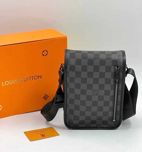 Мужская сумка Louis Vuitton A104297 премиум 21/16 см серая фото-3