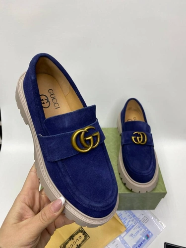 Туфли женские Gucci A103369 замшевые синие фото-3