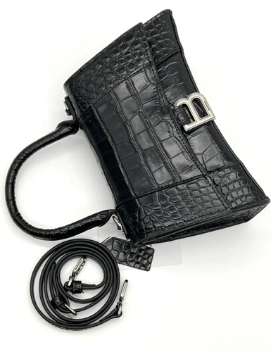 Женская кожаная сумка Balenciaga Hourglass A107828 чёрная 23/14 см фото-6