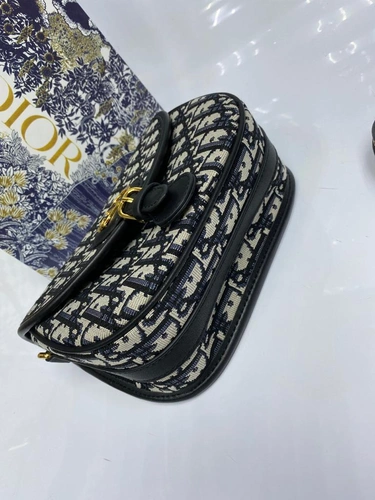 Женская тканевая сумка Dior синяя 22/18 коллекция 2021-2022 фото-4