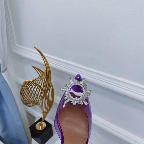 Туфли-босоножки женские силиконовые Amina Muaddi фиолетовые премиум-люкс коллекция 2021-2022 фото-4