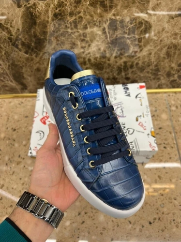 Кроссовки мужские кожаные Dolce & Gabbana A104825 синие фото-4