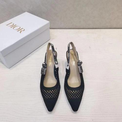 Туфли-босоножки женские Christian Dior чёрные на среднем каблуке коллекция лето 2021
