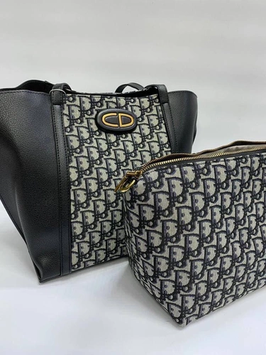 Женская сумка-шоппер Dior Oblique комбинированная 30/29/18 фото-3