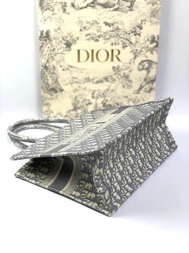 Женская сумка Dior Book Tote среднего формата с рисунком-монограммой серого цвета 36,5/28/17,5 см качество премиум-люкс фото-5