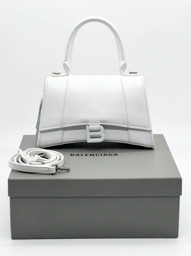 Женская кожаная сумка Balenciaga Hourglass A107840 белая 23/14 см фото-2