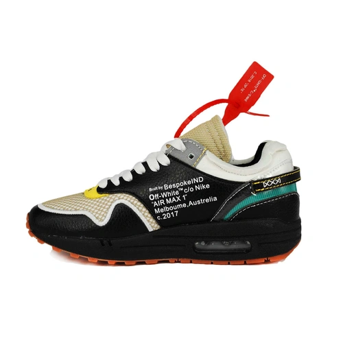 Кроссовки Nike Air Max 1S x Virgil Abloh x BespokeIND Create x Off-White AA7293-200 Leather Black фото-8