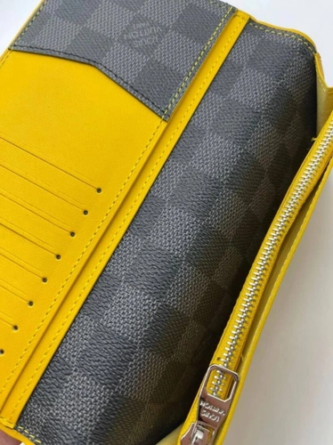 Бумажник Louis Vuitton Brazza A104067 серый / внутри жёлтый 19:10 см фото-2