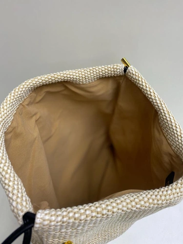 Женская тканевая сумка-мешок Fendi белая 40/37 см фото-2