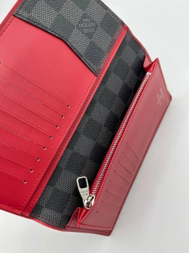 Бумажник Louis Vuitton Brazza A104055 серый / внутри красный 19:10 см фото-3