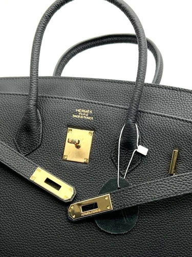 Женская сумка Hermes Birkin 35×26 см A109425 чёрная фурнитура золото фото-7