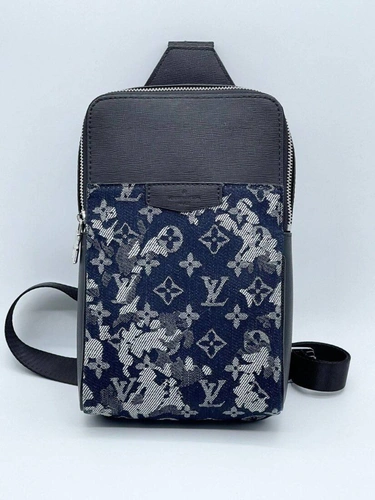 Мужская сумка-кобура Louis Vuitton A103919 из канвы серая 27:16:5 см фото-3